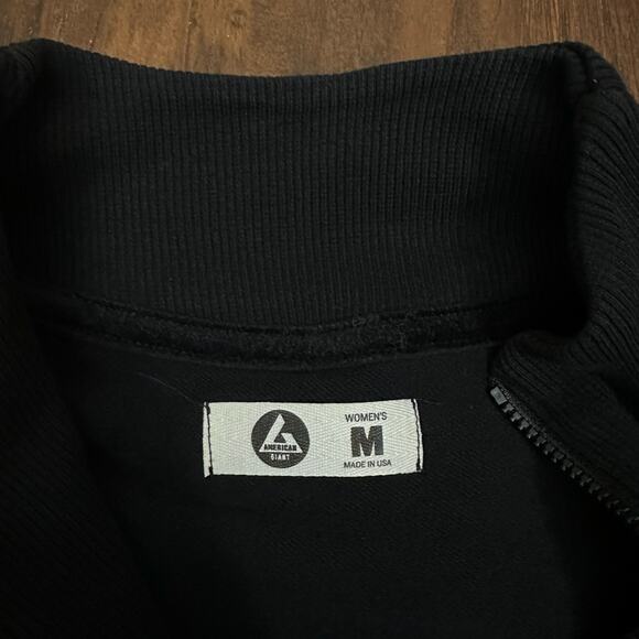 AMERICAN GIANT Mini Moto Dress Black 1/4 Zip Sweatshirt Mock Neck Sporty - Picture 9 of 11